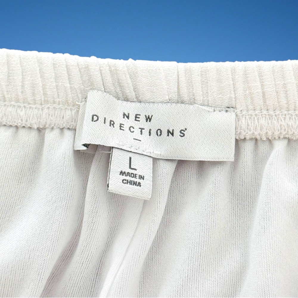 White Lined Elastic Waist Polyester-Rayon Crinkle Maxi Skirt Size Large - Picture 8 of 9